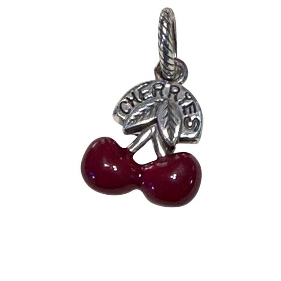 Brighton Michigan Cherry Charm Red Enamel & Crystal Double-Sided Pendant - Picture 3 of 4